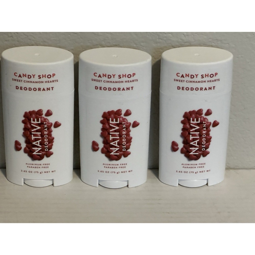NATIVE Candy Shop Deodorant SWEET CINNAMON HEARTS 2.65oz Aluminum 3Pac